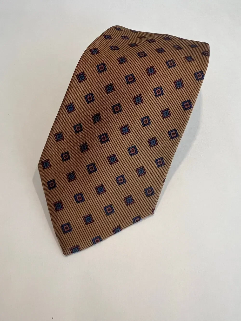 Pancaldi Prestige Made in Italy Men’s Silk Neck Tie Gold Blue SG